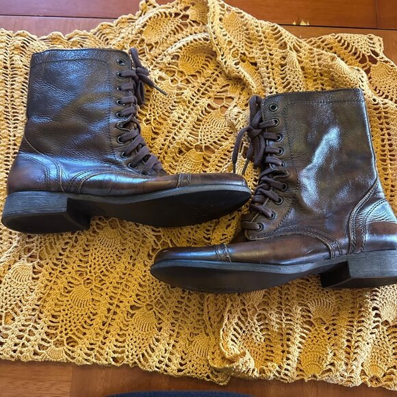 Steve Madden Brown Leather Lace-Up Ankle Boots 10 - Picture 6 of 9